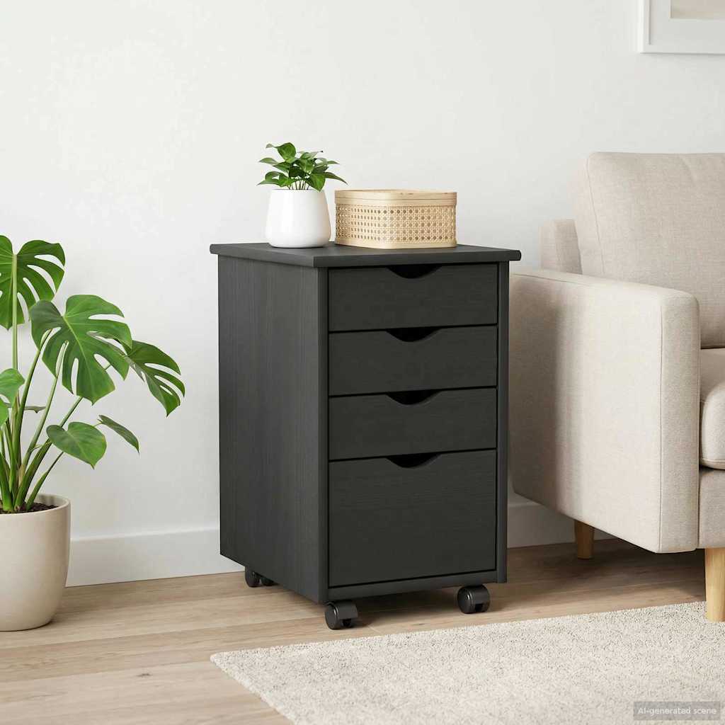 vidaXL Rolling Cabinet with Wheel Grey 34 x 39 x 56 cm Solid Pine Wood