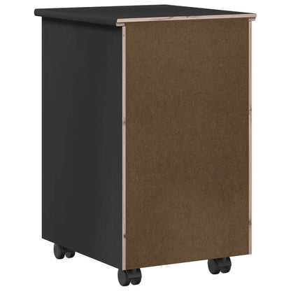 vidaXL Rolling Cabinet Black 34 x 39 x 56 cm Solid Pine Wood