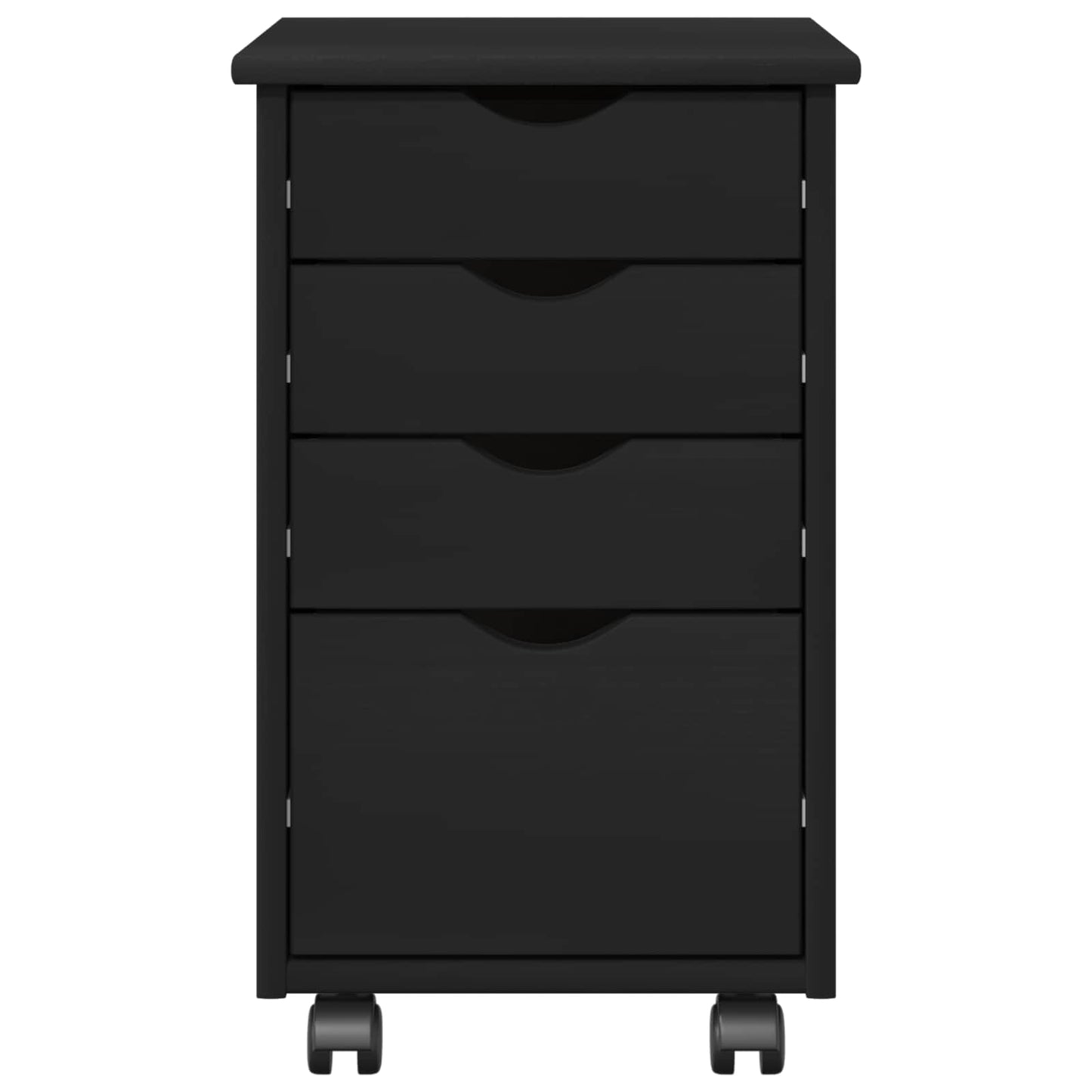 vidaXL Rolling Cabinet Black 34 x 39 x 56 cm Solid Pine Wood