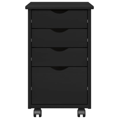 vidaXL Rolling Cabinet Black 34 x 39 x 56 cm Solid Pine Wood