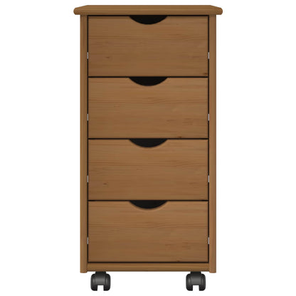 vidaXL Rolling Cabinet Honey Brown 34 x 39 x 65.5 cm Solid Pine Wood
