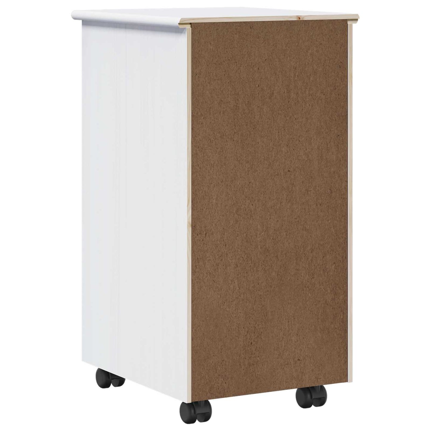 vidaXL Rolling Cabinet White 34 x 39 x 65.5 cm Solid Pine Wood
