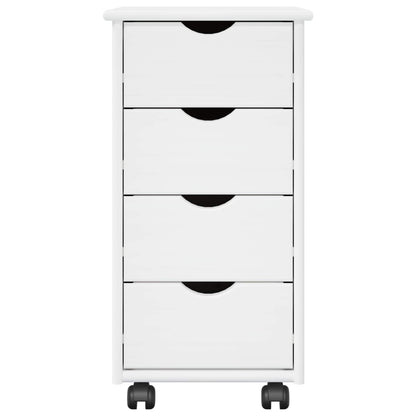 vidaXL Rolling Cabinet White 34 x 39 x 65.5 cm Solid Pine Wood
