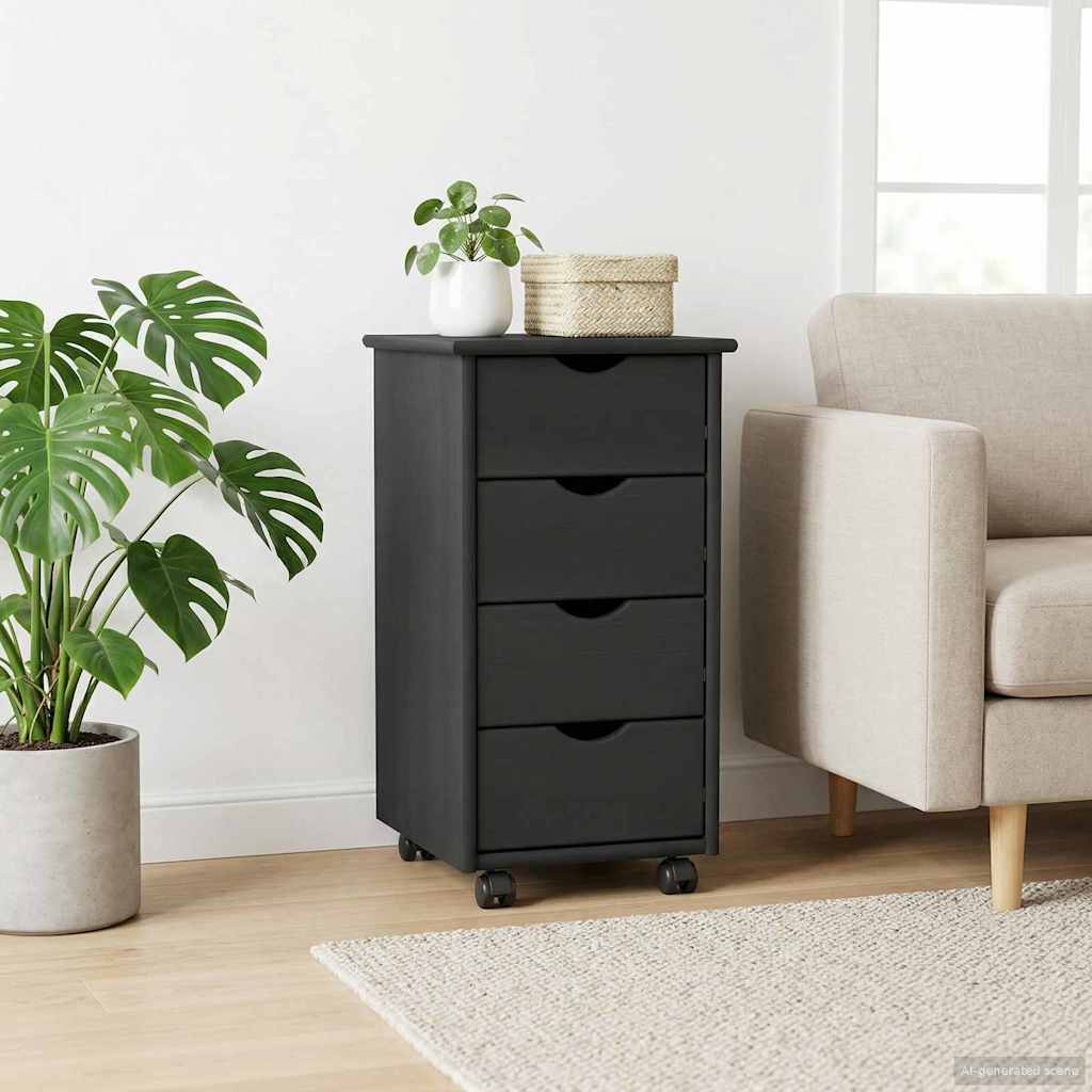 vidaXL Rolling Cabinet Grey 34 x 39 x 65.5 cm Solid Pine Wood