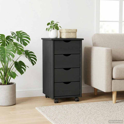 vidaXL Rolling Cabinet Grey 34 x 39 x 65.5 cm Solid Pine Wood
