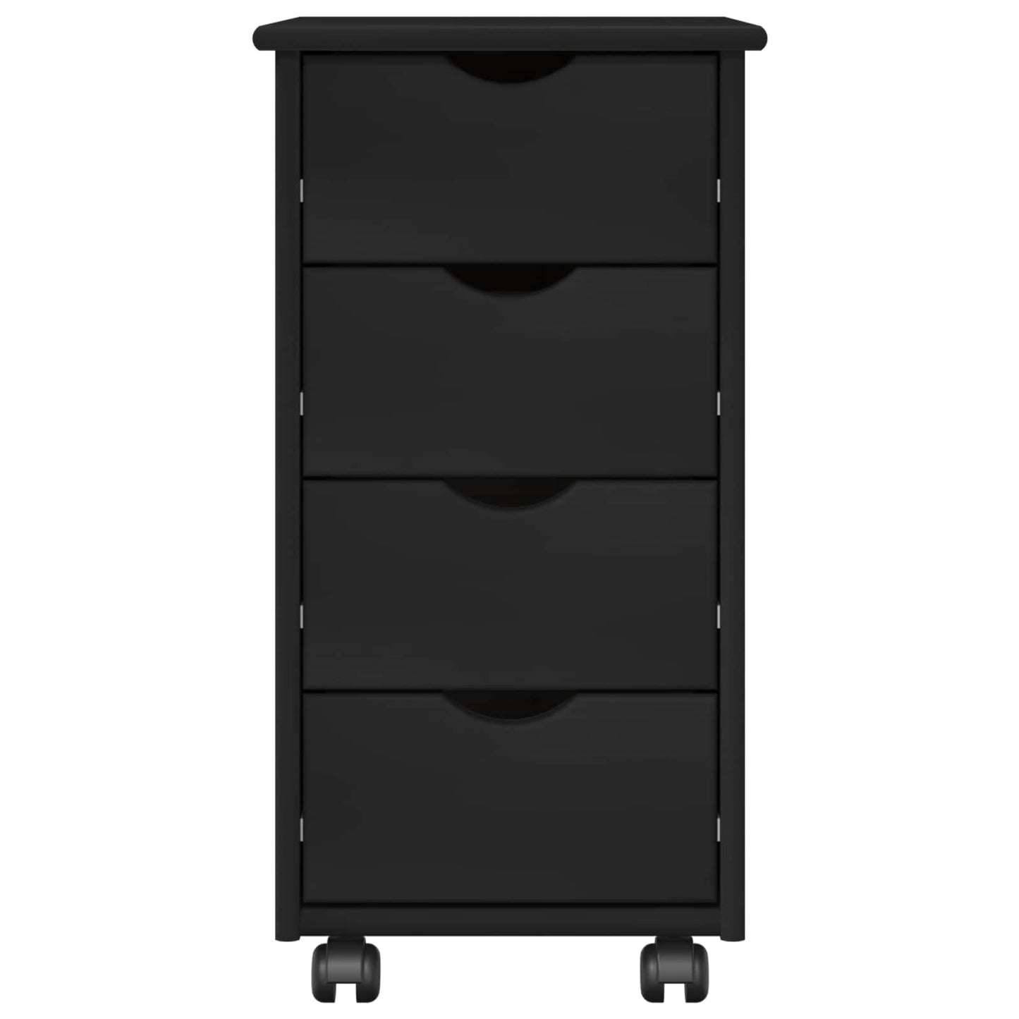 vidaXL Rolling Cabinet Black 34 x 39 x 65.5 cm Solid Pine Wood