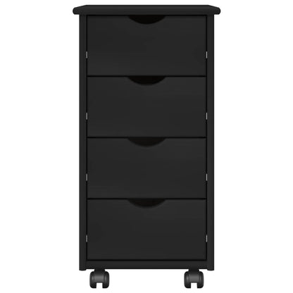 vidaXL Rolling Cabinet Black 34 x 39 x 65.5 cm Solid Pine Wood