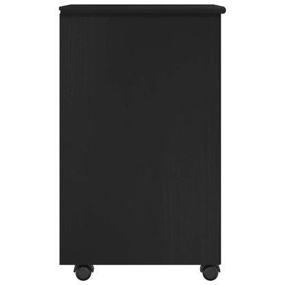 vidaXL Rolling Cabinet Black 34 x 39 x 65.5 cm Solid Pine Wood