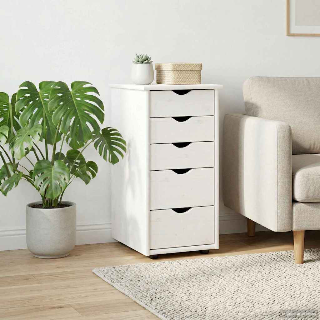 vidaXL Cabinet White 34 x 39 x 61.5 cm Solid Pine Wood