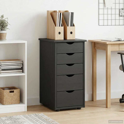 vidaXL Cabinet Black 34 x 39 x 61.5 cm Solid Pine Wood