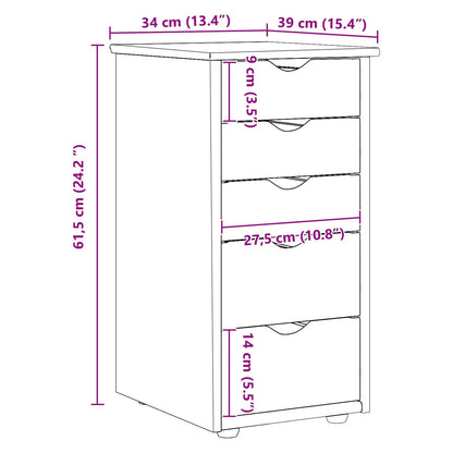 vidaXL Cabinet Black 34 x 39 x 61.5 cm Solid Pine Wood