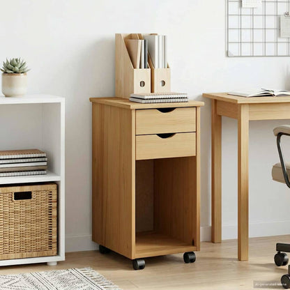 vidaXL Rolling Cabinet Honey Brown 34 x 39 x 65.5 cm Solid Pine Wood