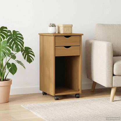 vidaXL Rolling Cabinet Honey Brown 34 x 39 x 65.5 cm Solid Pine Wood
