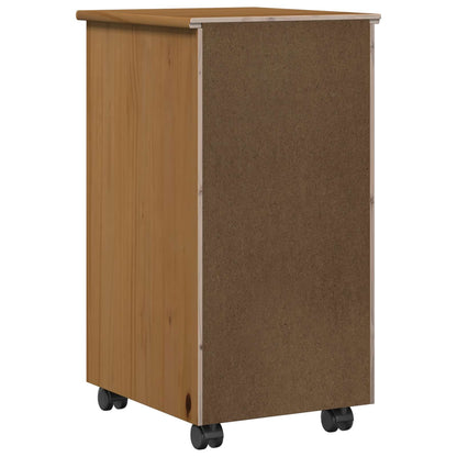 vidaXL Rolling Cabinet Honey Brown 34 x 39 x 65.5 cm Solid Pine Wood
