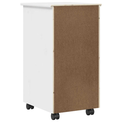 vidaXL Rolling Cabinet White 34 x 39 x 65.5 cm Solid Pine Wood