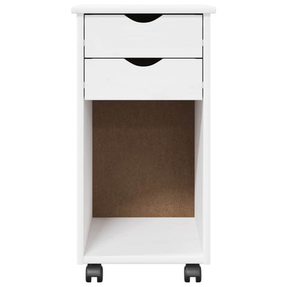 vidaXL Rolling Cabinet White 34 x 39 x 65.5 cm Solid Pine Wood