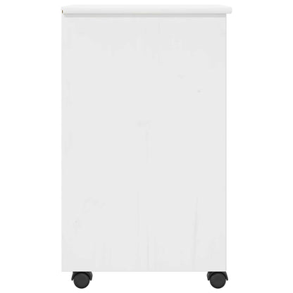 vidaXL Rolling Cabinet White 34 x 39 x 65.5 cm Solid Pine Wood