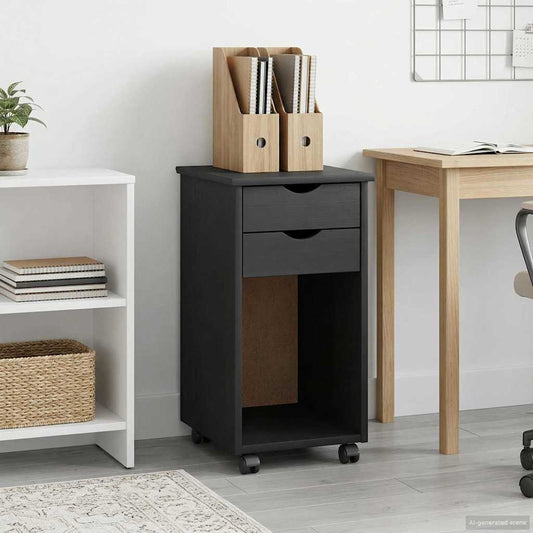 vidaXL Rolling Cabinet Grey 34 x 39 x 65.5 cm Solid Pine Wood