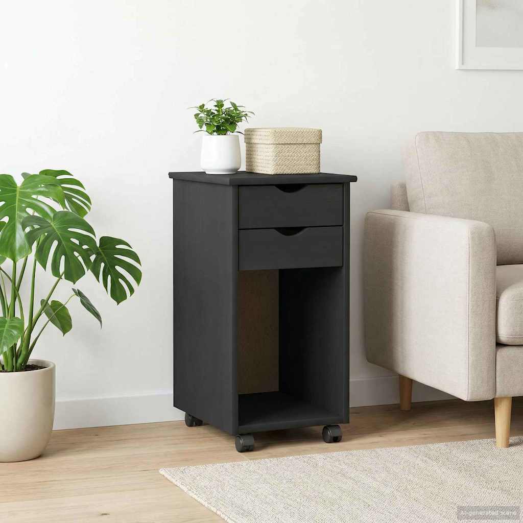 vidaXL Rolling Cabinet Grey 34 x 39 x 65.5 cm Solid Pine Wood