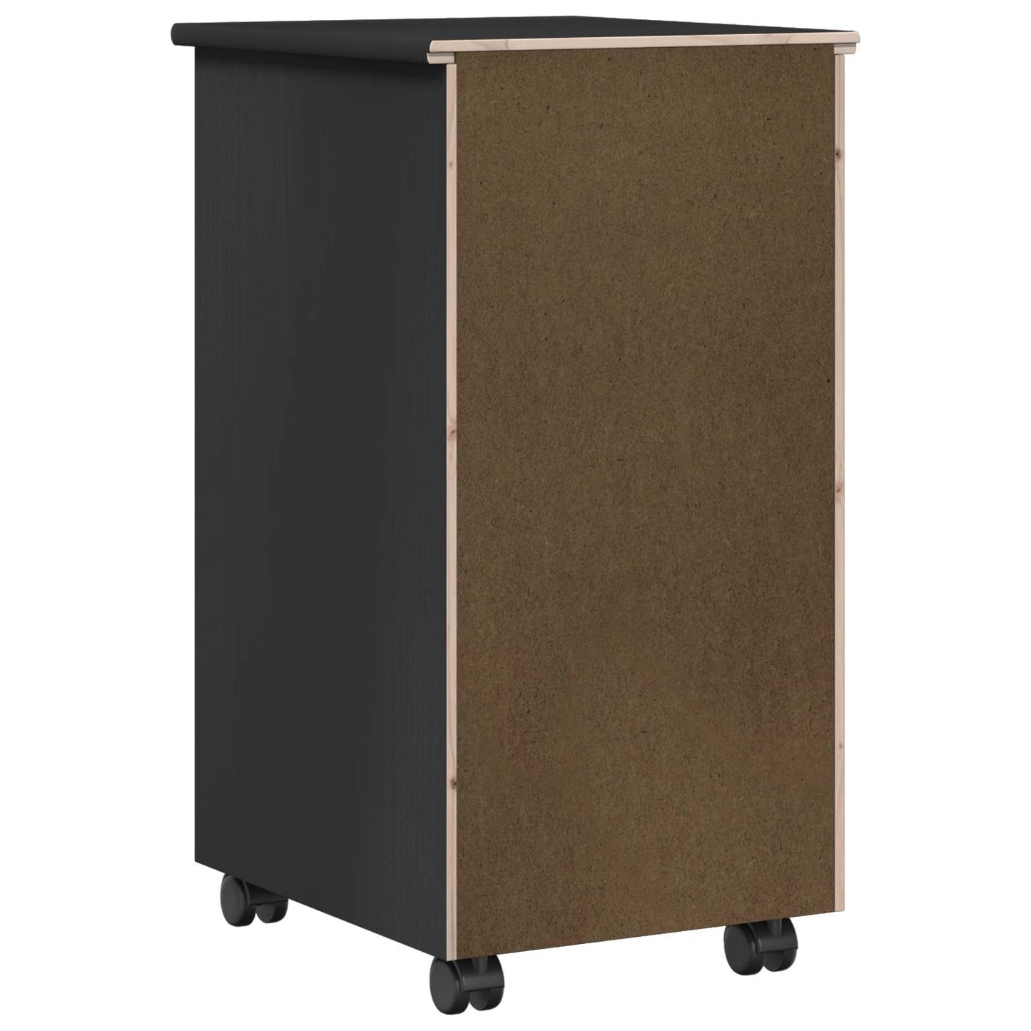 vidaXL Rolling Cabinet Black 34 x 39 x 65.5 cm Solid Pine Wood