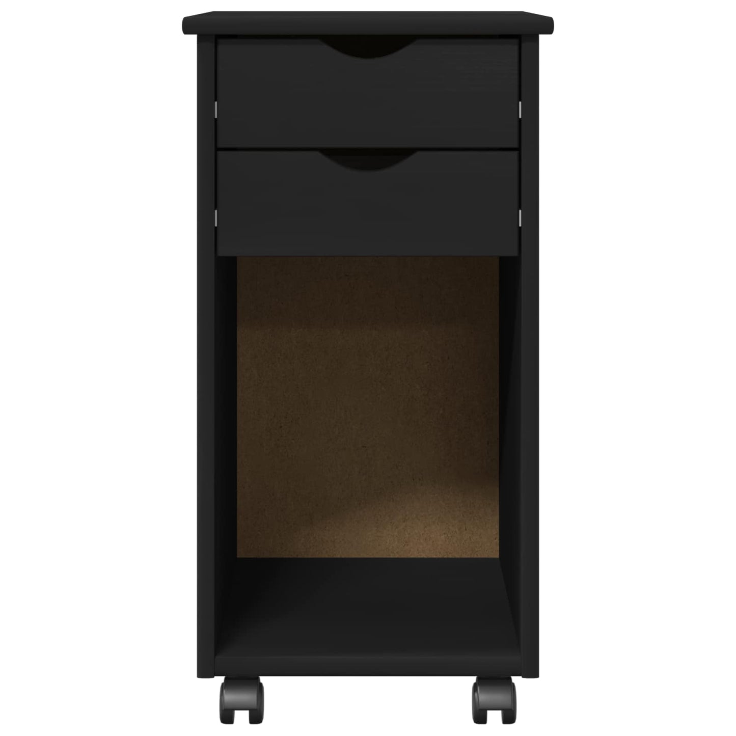 vidaXL Rolling Cabinet Black 34 x 39 x 65.5 cm Solid Pine Wood