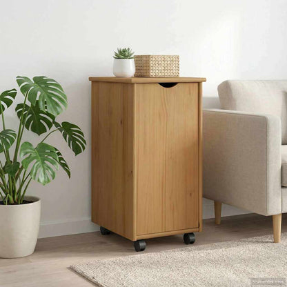 vidaXL Rolling Cabinet Honey Brown 34 x 39 x 65.5 cm Solid Pine Wood