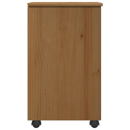 vidaXL Rolling Cabinet Honey Brown 34 x 39 x 65.5 cm Solid Pine Wood