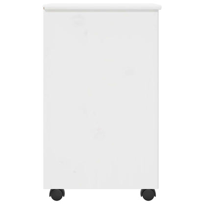 vidaXL Rolling Cabinet White 34 x 39 x 65.5 cm Solid Pine Wood