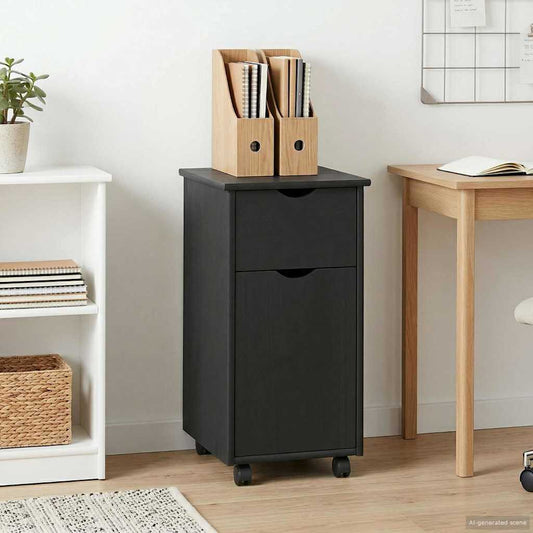vidaXL Rolling Cabinet Grey 34 x 39 x 65.5 cm Solid Pine Wood