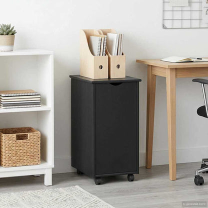 vidaXL Rolling Cabinet Black 34 x 39 x 65.5 cm Solid Pine Wood
