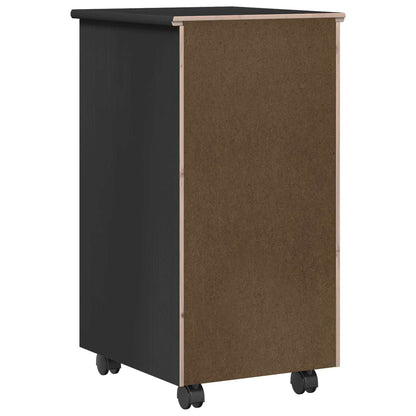 vidaXL Rolling Cabinet Black 34 x 39 x 65.5 cm Solid Pine Wood