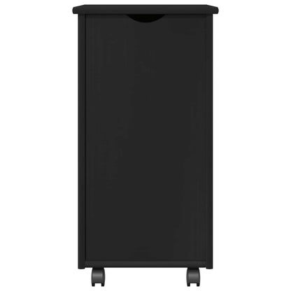 vidaXL Rolling Cabinet Black 34 x 39 x 65.5 cm Solid Pine Wood