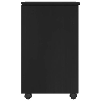 vidaXL Rolling Cabinet Black 34 x 39 x 65.5 cm Solid Pine Wood