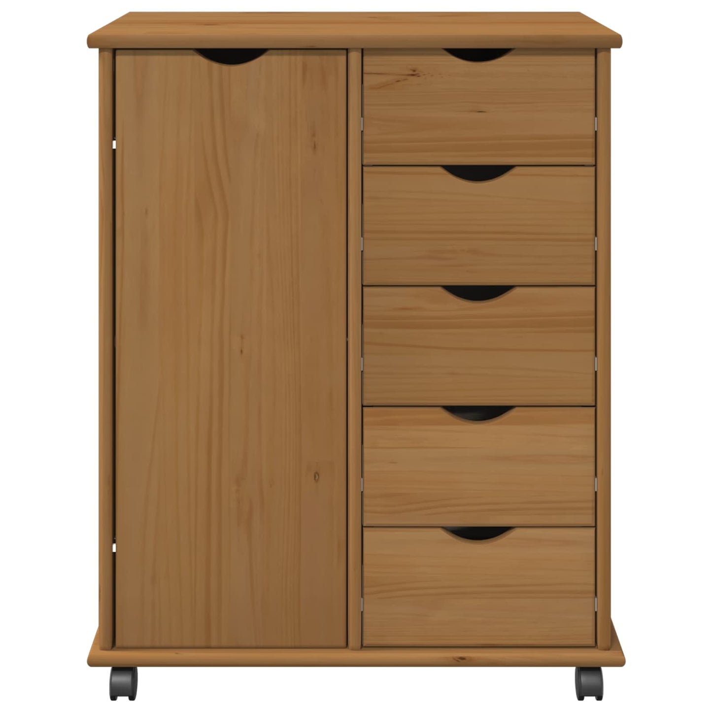 vidaXL Rolling Cabinet Honey Brown 63.5 x 39 x 79 cm Solid Pine Wood