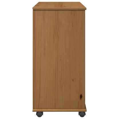 vidaXL Rolling Cabinet Honey Brown 63.5 x 39 x 79 cm Solid Pine Wood