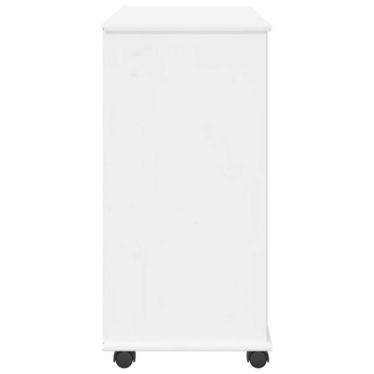 vidaXL Rolling Cabinet White 63.5 x 39 x 79 cm Solid Pine Wood