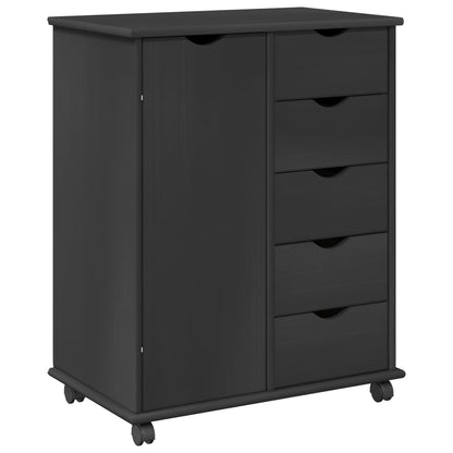 vidaXL Rolling Cabinet Grey 63.5 x 39 x 79 cm Solid Pine Wood
