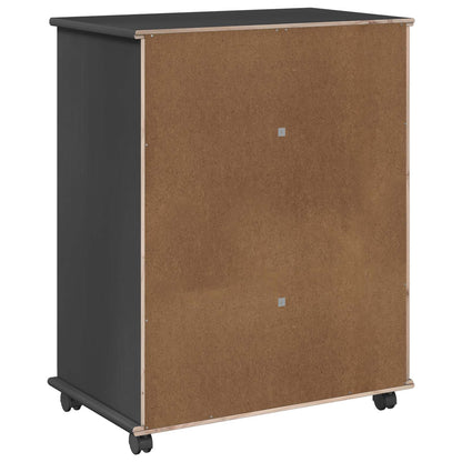 vidaXL Rolling Cabinet Grey 63.5 x 39 x 79 cm Solid Pine Wood