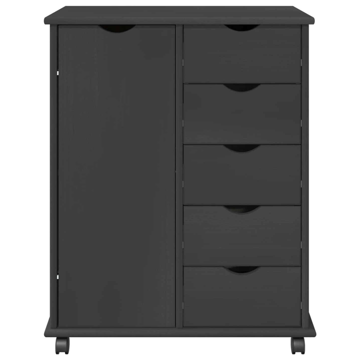 vidaXL Rolling Cabinet Grey 63.5 x 39 x 79 cm Solid Pine Wood