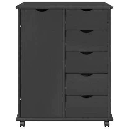 vidaXL Rolling Cabinet Grey 63.5 x 39 x 79 cm Solid Pine Wood