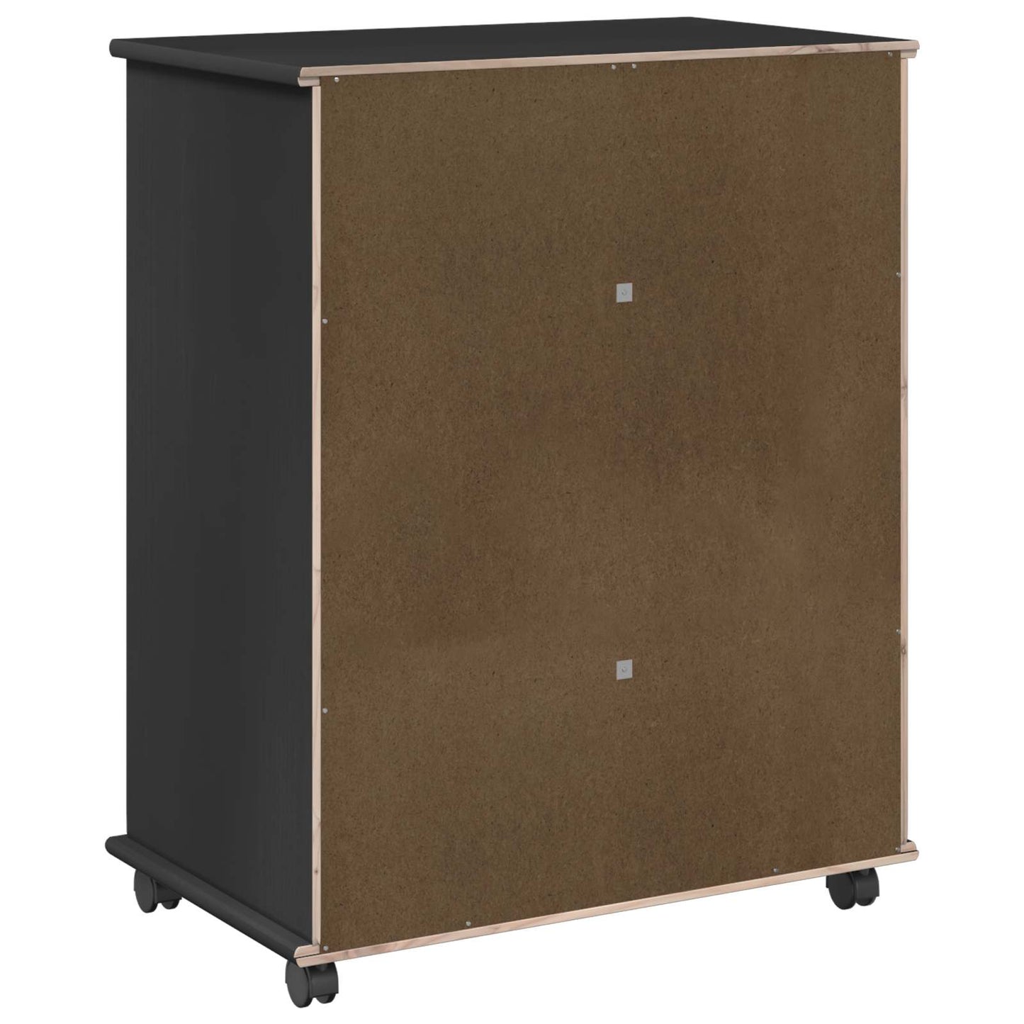 vidaXL Rolling Cabinet Black 63.5 x 39 x 79 cm Solid Pine Wood