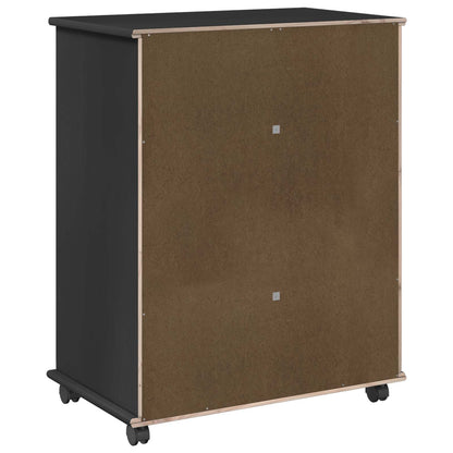 vidaXL Rolling Cabinet Black 63.5 x 39 x 79 cm Solid Pine Wood