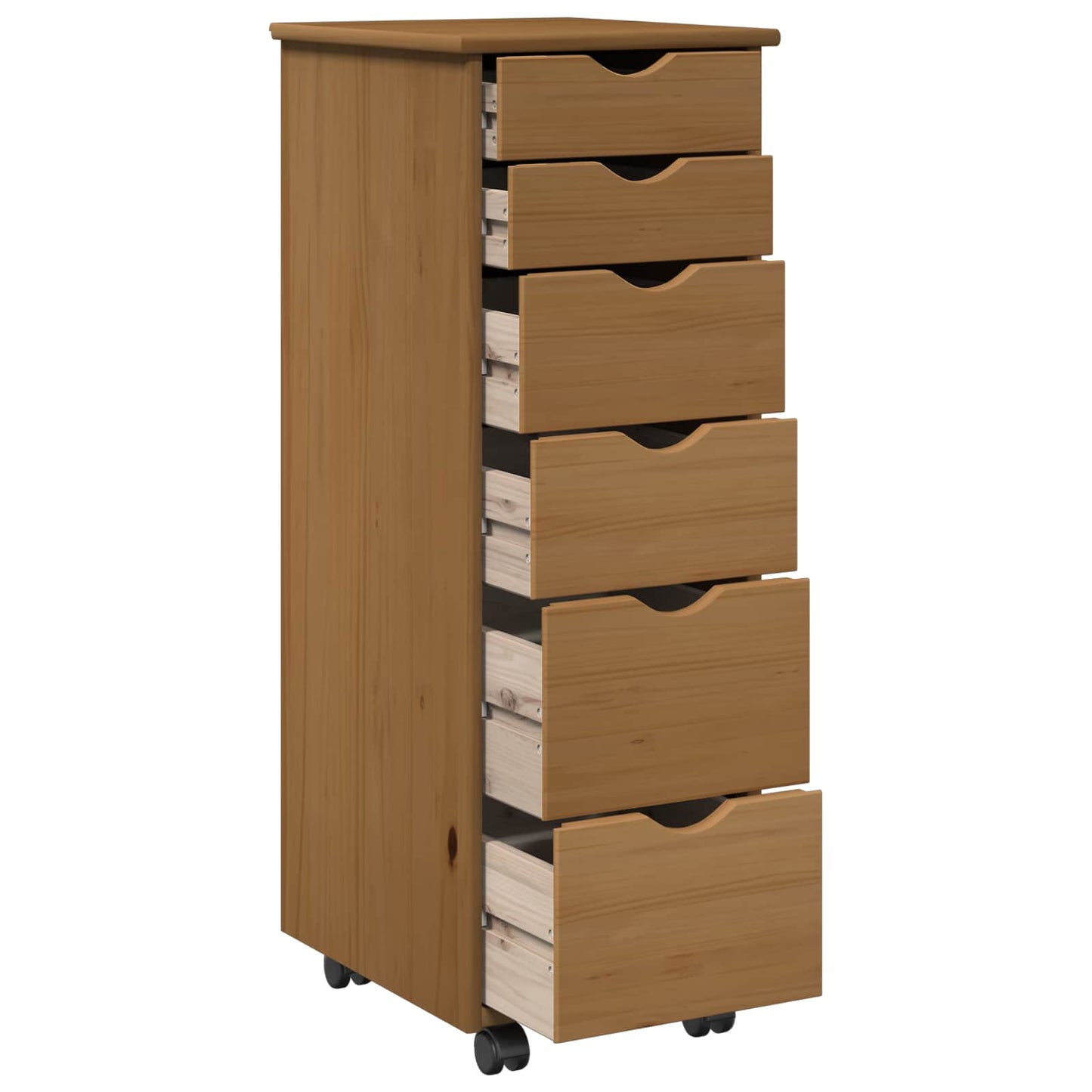 vidaXL Rolling Cabinet Honey Brown 34 x 39 x 93.5 cm Solid Pine Wood