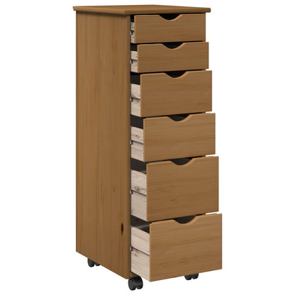 vidaXL Rolling Cabinet Honey Brown 34 x 39 x 93.5 cm Solid Pine Wood