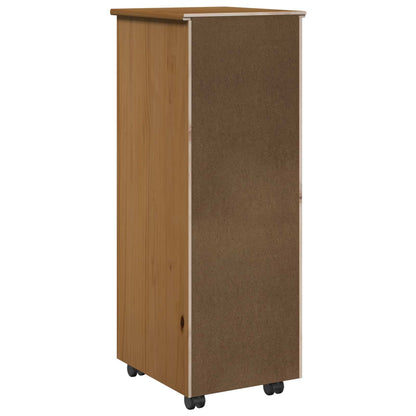 vidaXL Rolling Cabinet Honey Brown 34 x 39 x 93.5 cm Solid Pine Wood