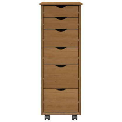 vidaXL Rolling Cabinet Honey Brown 34 x 39 x 93.5 cm Solid Pine Wood
