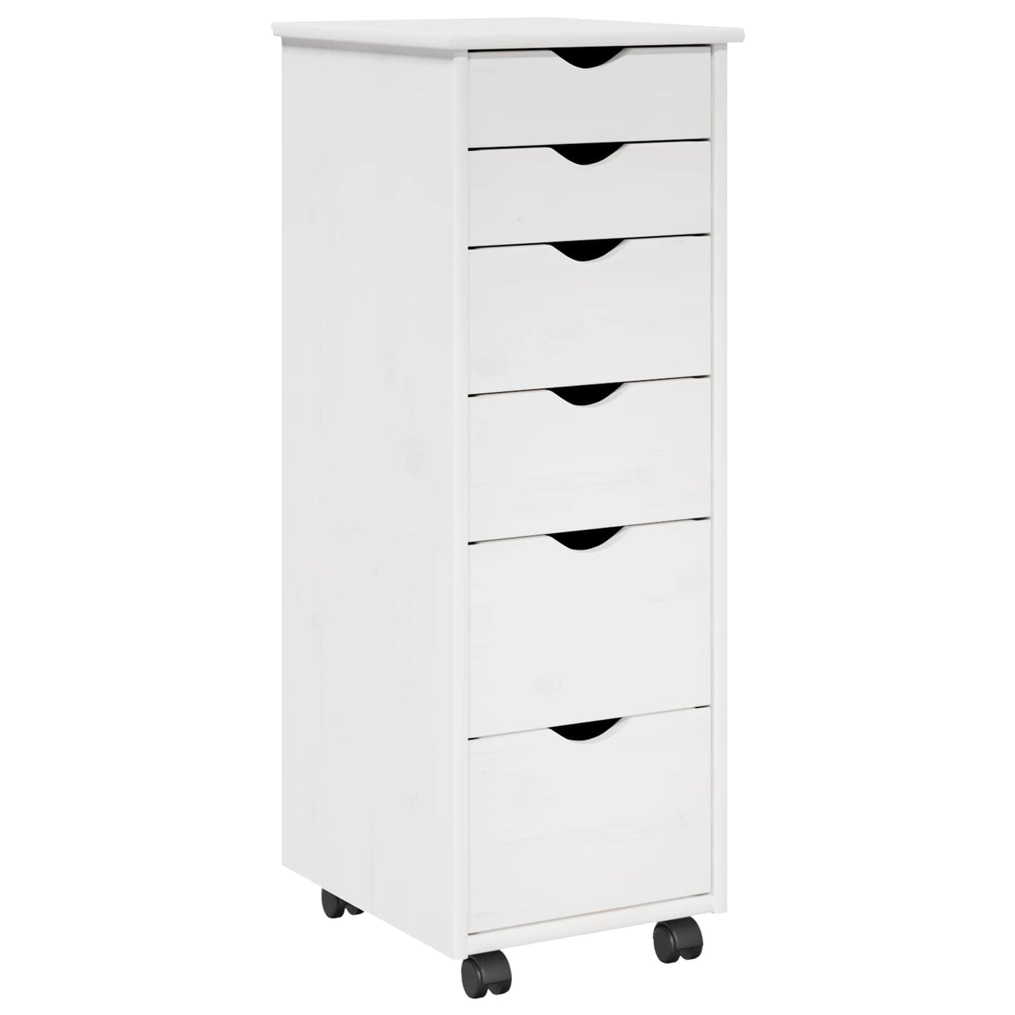 vidaXL Rolling Cabinet White 34 x 39 x 93.5 cm Solid Pine Wood