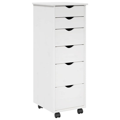 vidaXL Rolling Cabinet White 34 x 39 x 93.5 cm Solid Pine Wood