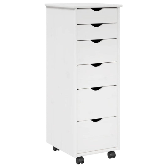 vidaXL Rolling Cabinet White 34 x 39 x 93.5 cm Solid Pine Wood