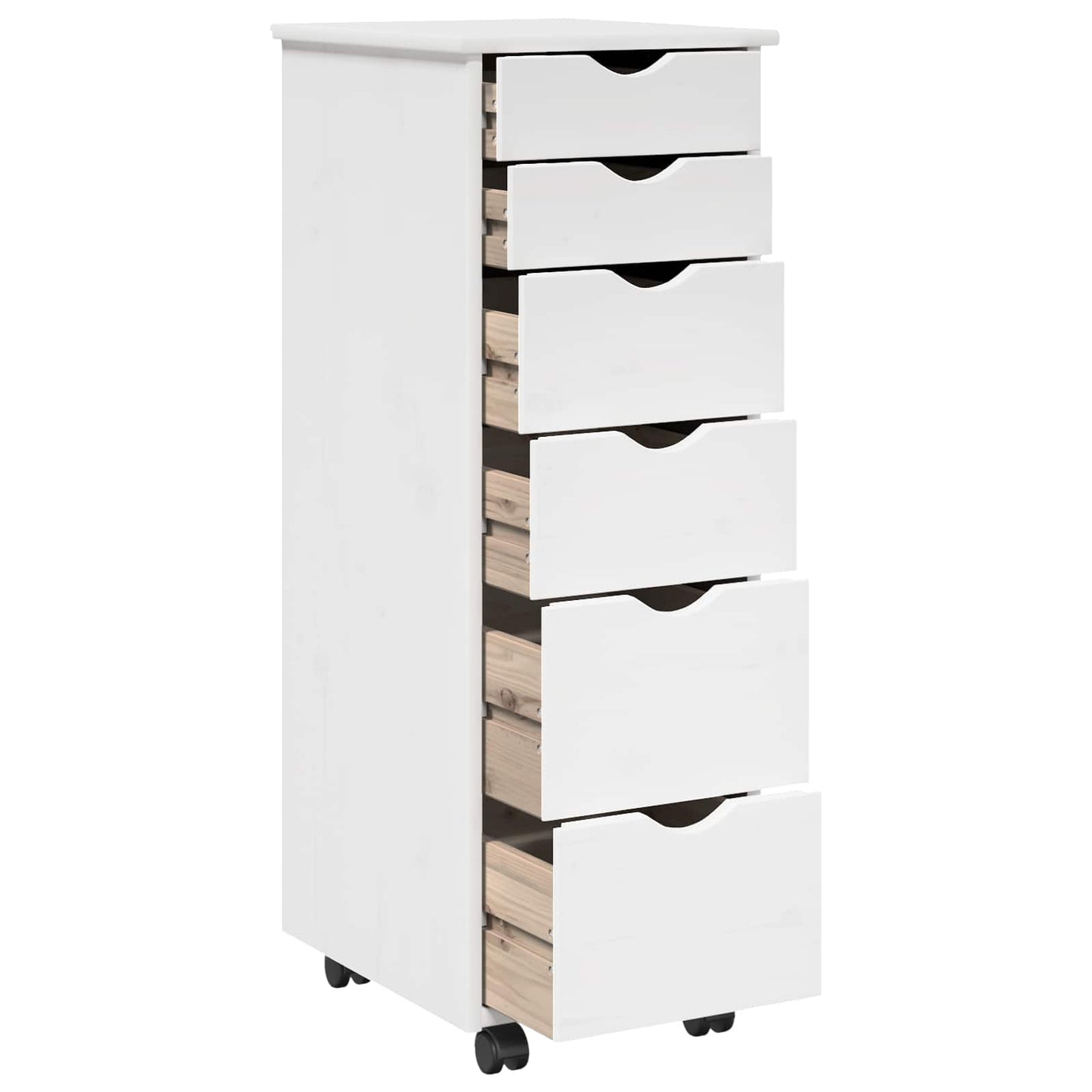 vidaXL Rolling Cabinet White 34 x 39 x 93.5 cm Solid Pine Wood